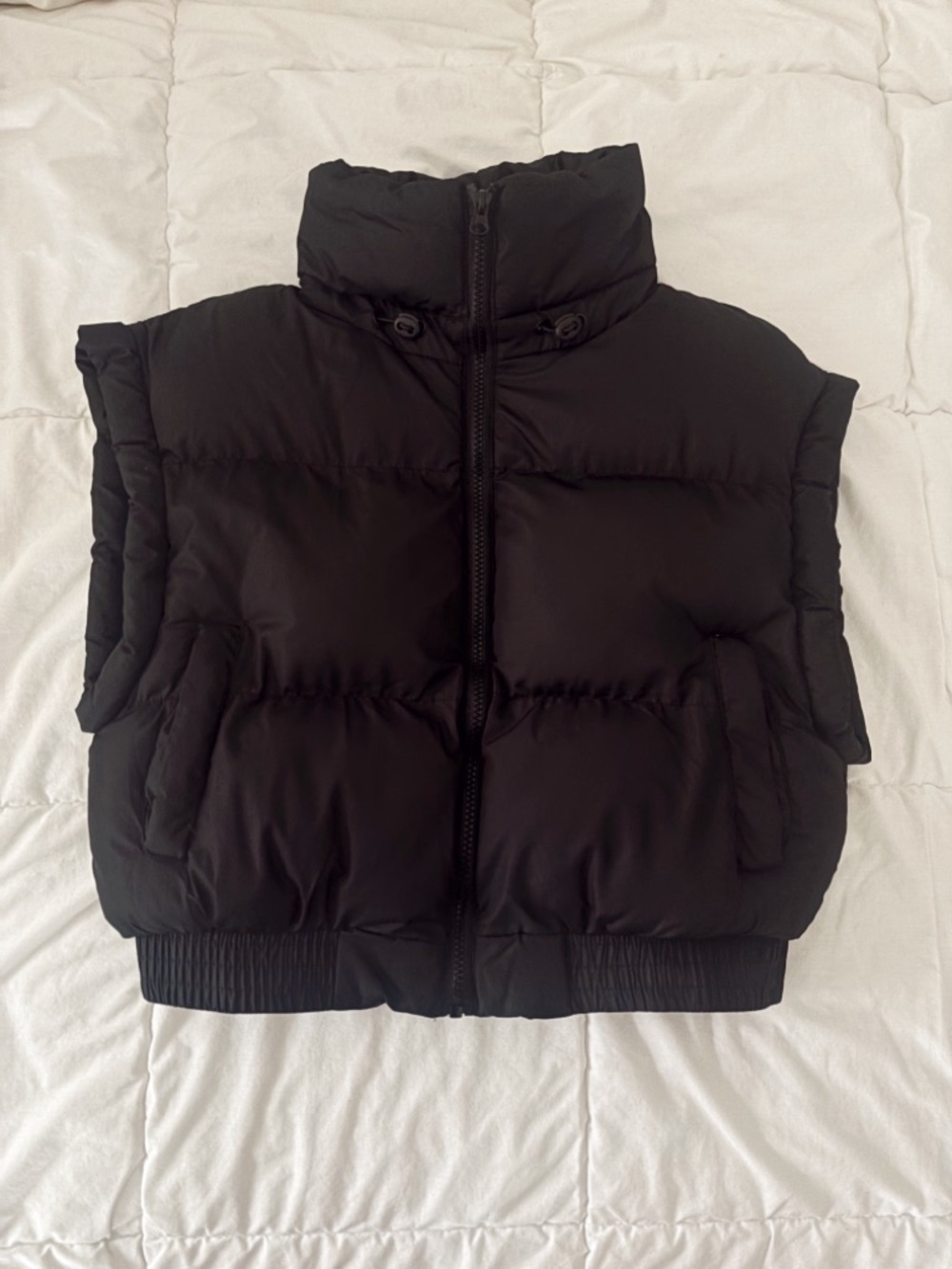 T.J.Maxx Black Quilted Puffer Vest with Stand Collar